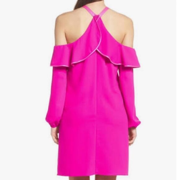 Lilly Pulitzer hot pink cold shoulder dress. Size 2 - Picture 2 of 11